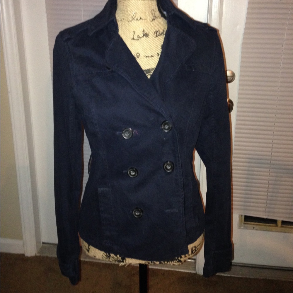 Abercrombie & Fitch navy blue pea coat.